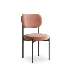 Ghế Velvet Khung Đen - Nhung Hồng Dusty