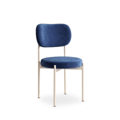 Ghế Velvet Khung Trắng - Nhung Xanh Cobalt