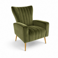 Ghế Sofa Armchair Aria - Nhung Xanh Olive