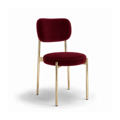 Ghế Velvet Khung Mạ Vàng Bóng - Nhung Đỏ Burgundy