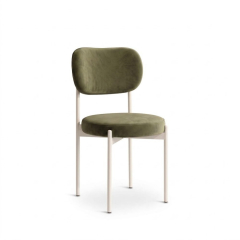 Ghế Velvet Khung Trắng - Nhung Xanh Olive