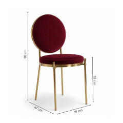 Ghế Moon Mạ Vàng Bóng - Nhung Đỏ Burgundy