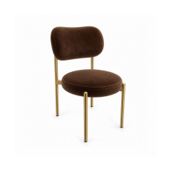 Ghế Velvet Khung Mảnh Vàng Champagne - Nhung Nâu Chocolate