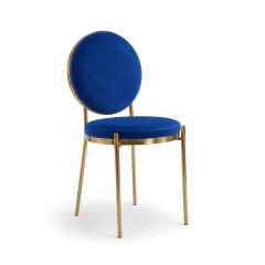 Ghế Moon Mạ Vàng Bóng - Nhung Xanh Cobalt