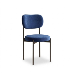 Ghế Velvet Khung Đen - Nhung Xanh Cobalt