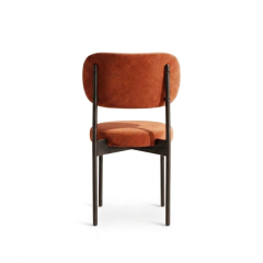 Ghế Velvet Khung Đen - Nhung Cam Đất
