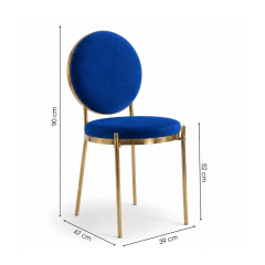 Ghế Moon Mạ Vàng Bóng - Nhung Xanh Cobalt
