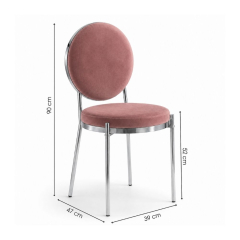 Ghế Moon Mạ Bạc Bóng - Nhung Hồng Dusty