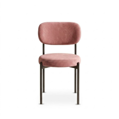 Ghế Velvet Khung Đen - Nhung Hồng Dusty