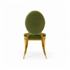 Ghế Louis Banquet Mạ Vàng - Nhung Xanh Olive