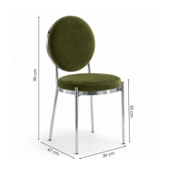 Ghế Moon Mạ Bạc Bóng - Nhung Xanh Olive