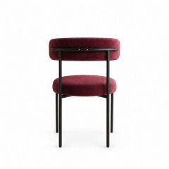 Ghế Nệm Vải Bouclé - Đỏ Burgundy / Khung Đen