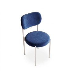 Ghế Velvet Khung Trắng - Nhung Xanh Cobalt