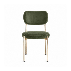 Ghế Velvet Khung Mạ Vàng Bóng - Nhung Xanh Olive