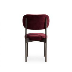 Ghế Velvet Khung Đen - Nhung Đỏ Burgundy