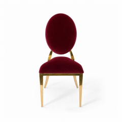 Ghế Louis Banquet Mạ Vàng - Nhung Đỏ Burgundy
