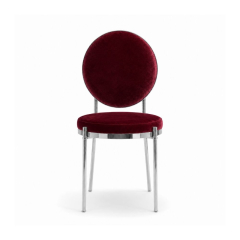 Ghế Moon Mạ Bạc Bóng - Nhung Đỏ Burgundy