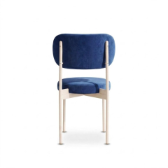 Ghế Velvet Khung Trắng - Nhung Xanh Cobalt