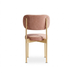 Ghế Velvet Khung Vàng Nhạt - Nhung Hồng Dusty