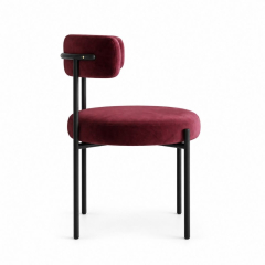 Ghế Nệm Vải Bouclé - Đỏ Burgundy / Khung Đen