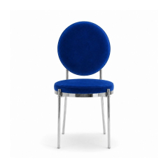 Ghế Moon Mạ Bạc Bóng - Nhung Xanh Cobalt