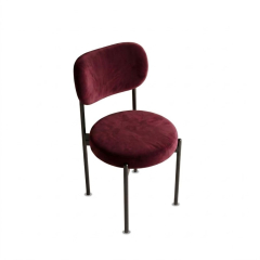 Ghế Velvet Khung Đen - Nhung Đỏ Burgundy