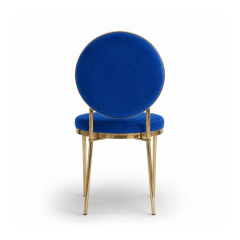 Ghế Moon Mạ Vàng Bóng - Nhung Xanh Cobalt