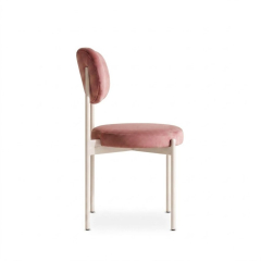 Ghế Velvet Khung Trắng - Nhung Hồng Dusty