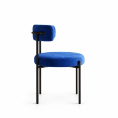 Ghế Nệm Vải Bouclé - Xanh Cobalt / Khung Đen