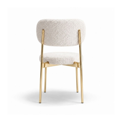 Ghế Velvet Khung Mạ Vàng Bóng - Lông Cừu Trắng