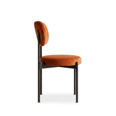 Ghế Velvet Khung Đen - Nhung Cam Đất