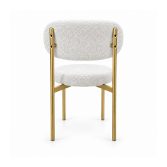 Ghế Velvet Khung Mảnh Vàng Champagne - Lông Cừu Trắng