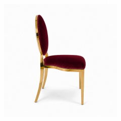 Ghế Louis Banquet Mạ Vàng - Nhung Đỏ Burgundy