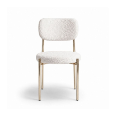 Ghế Velvet Khung Mạ Vàng Bóng - Lông Cừu Trắng