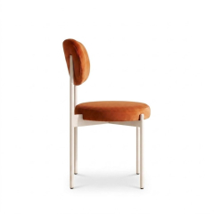 Ghế Velvet Khung Trắng - Nhung Cam Đất