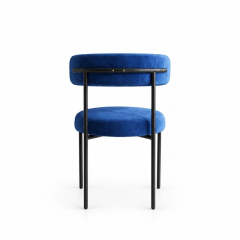 Ghế Nệm Vải Bouclé - Xanh Cobalt / Khung Đen