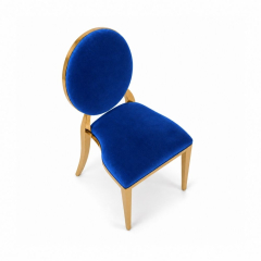 Ghế Louis Banquet Mạ Vàng - Nhung Xanh Cobalt