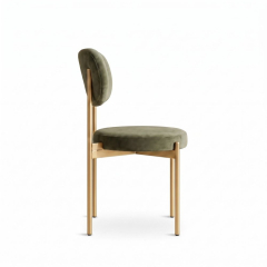 Ghế Velvet Khung Vàng Nhạt - Nhung Xanh Olive