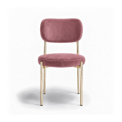 Ghế Velvet Khung Mạ Vàng Bóng - Nhung Hồng Dusty