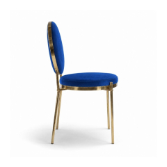 Ghế Moon Mạ Vàng Bóng - Nhung Xanh Cobalt