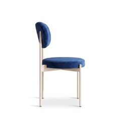 Ghế Velvet Khung Trắng - Nhung Xanh Cobalt