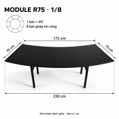Bàn Cong Serpentine Module 1/8 - Sâu 75cm
