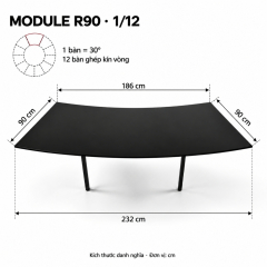 Bàn Cong Serpentine Module 1/12 - Sâu 90cm