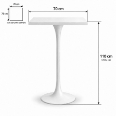 Bàn Bar Tulip Vuông 110cm - Trắng 70x70cm