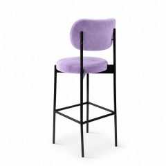 Ghế Velvet Bar Khung Đen - Tím Lilac
