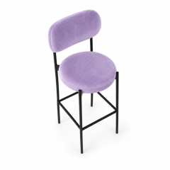 Ghế Velvet Bar Khung Đen - Tím Lilac