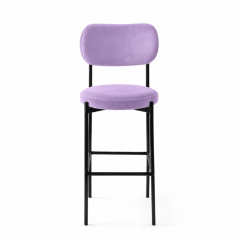 Ghế Velvet Bar Khung Đen - Tím Lilac