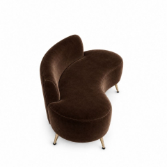 Sofa Cong Flow - Nhung Nâu Chocolate