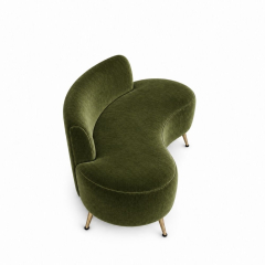 Sofa Cong Flow - Nhung Xanh Olive