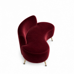 Sofa Cong Flow - Nhung Đỏ Burgundy